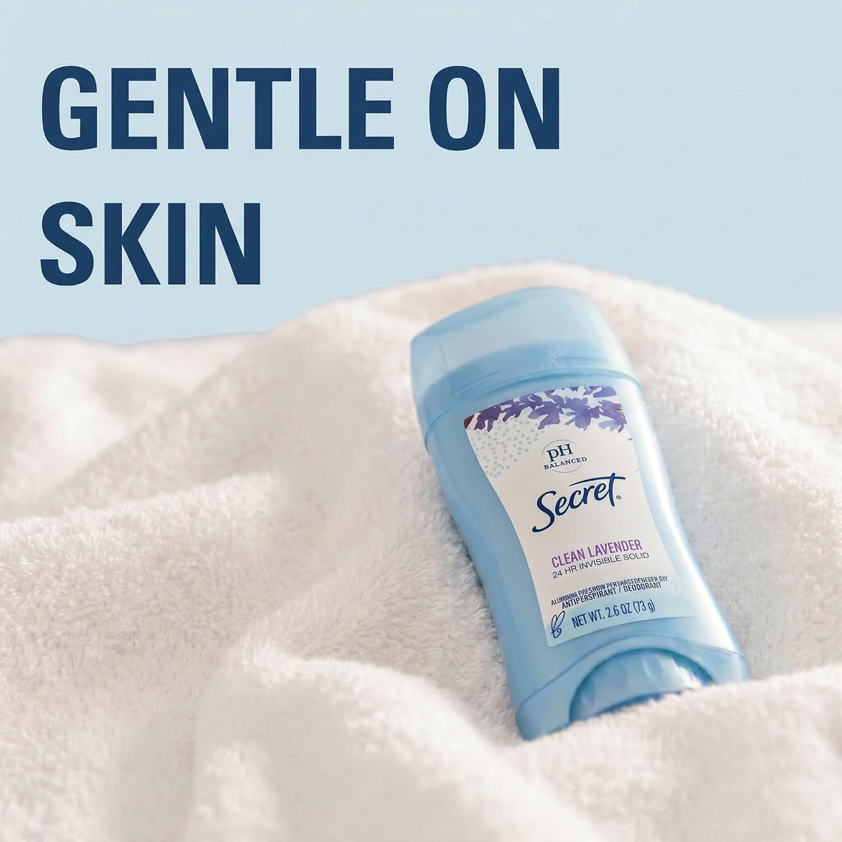 Secret Antiperspirant and Deodorant for Women. 24hr Sweat & Odor Protection. PH Balanced Protection. Gentle on Skin. Invisible Solid. Clean Lavender Scent. 2.6 oz (Pack of 2)