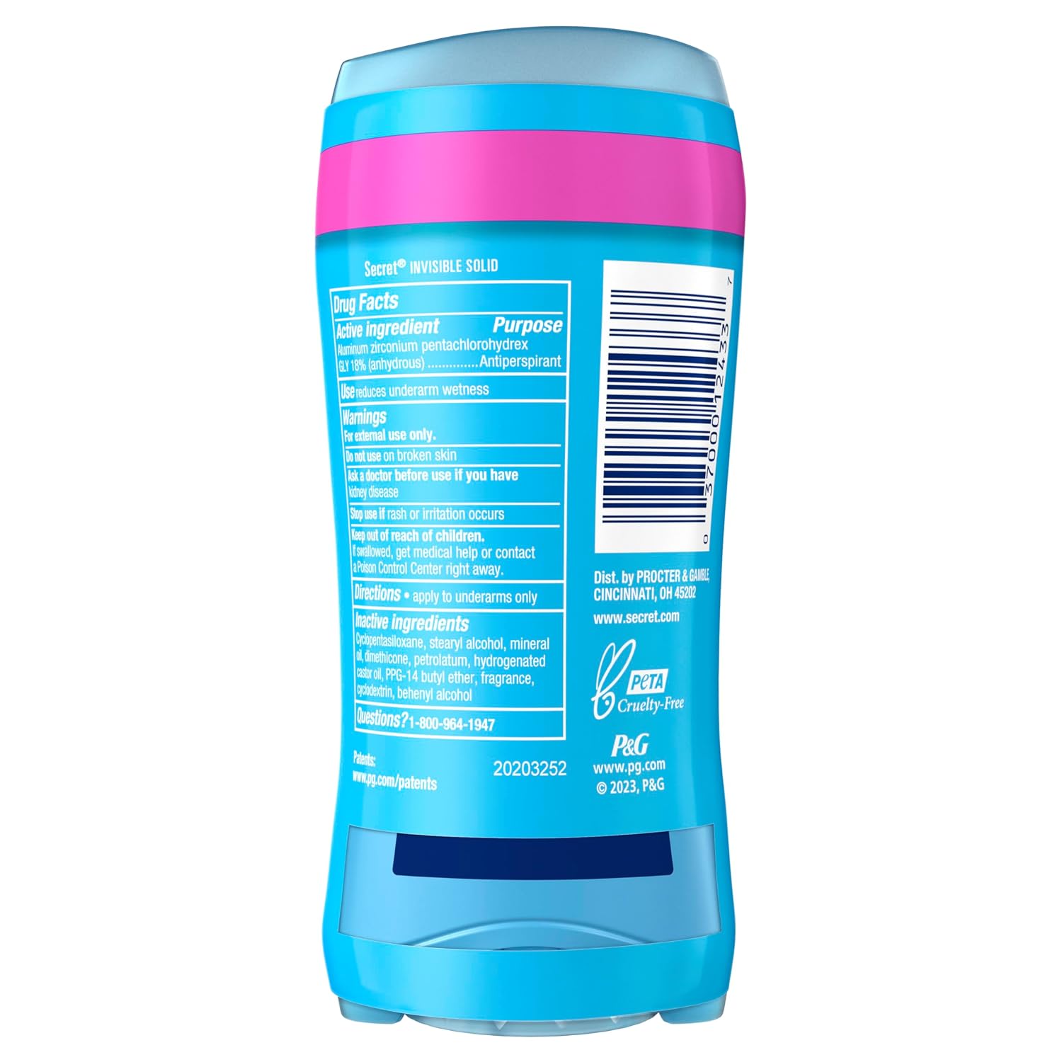 Secret Antiperspirant and Deodorant for Women. 24hr Sweat & Odor Protection. PH Balanced Protection. Gentle on Skin. Invisible Solid. Shower Fresh Scent. 2.6 oz (Pack of 2)
