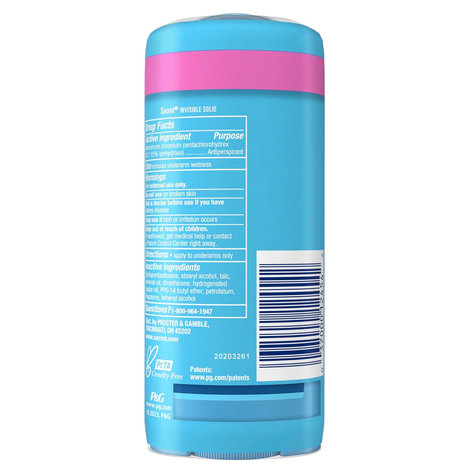 Secret Antiperspirant and Deodorant for Women. 24hr Sweat & Odor Protection. PH Balanced Protection. Gentle on Skin. Wide Solid. Powder Fresh Scent. 2.7 oz (Pack of 2)