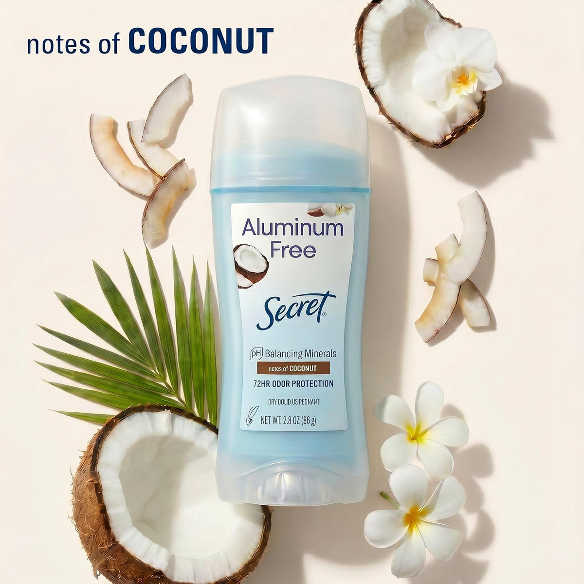 Secret Aluminum Free Deodorant for Women. Coconut. 2.4 oz