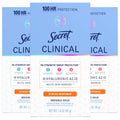Secret Clinical Strength 100HR Sweat & Odor. Stress Response Invisible Solid Antiperspirant Deodorant for Women. 3X Stress Protection with Hyaluronic Acid. PH Balanced. 1.6 oz (Pack of 3)