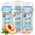 Secret Aluminum Free Deodorant | White Peach Scent | 2.4 oz (Pack Of 3) | Invisible Solid Deodorant for Women. 72hr Magnesium Powder Odor Protection. Free of Parabens. pH Balancing Minerals