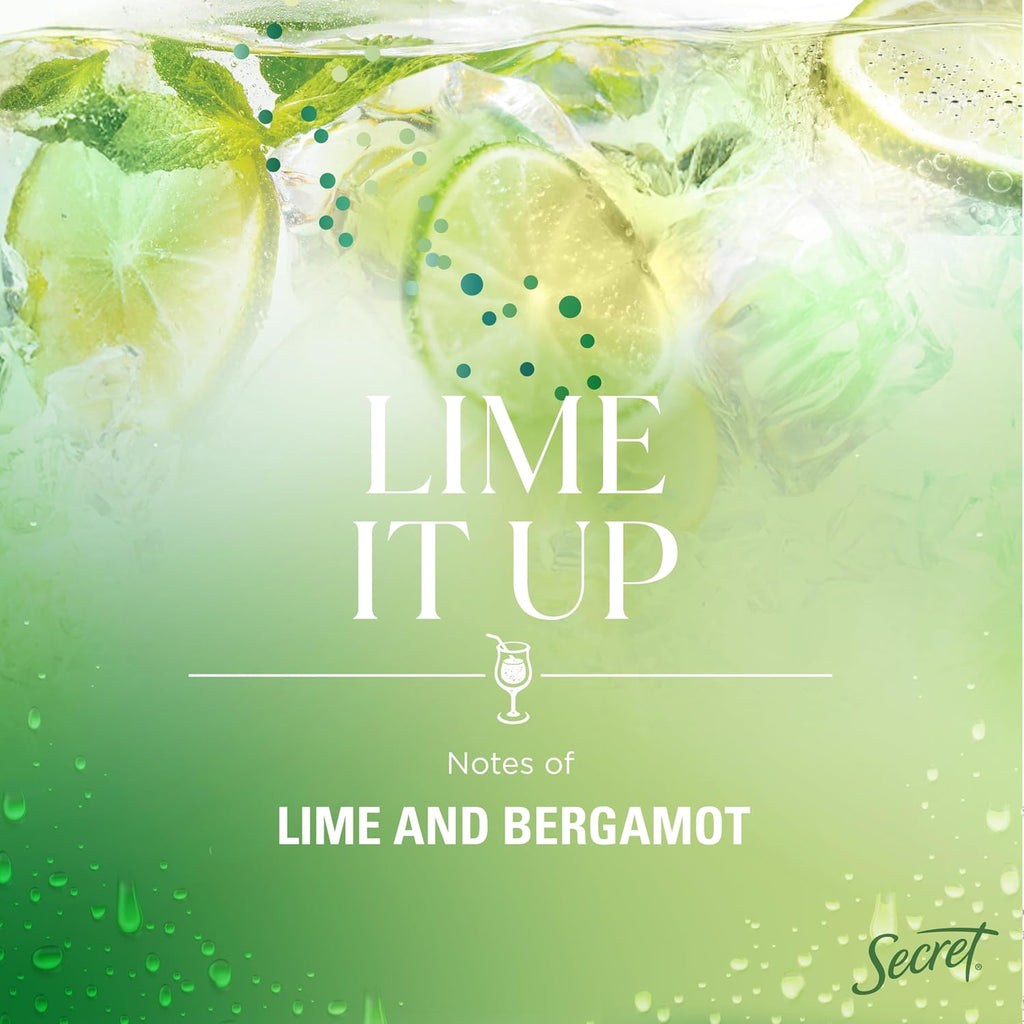 Secret Fresh Antiperspirant Deodorant for Women. Lime It Up Scent. 2.6oz | 72HR Freshness on the Rocks with Pro-Hyaluronic Acid. Miami Mocktails Limited Edition Invisible Solid. pH Balancing Minerals