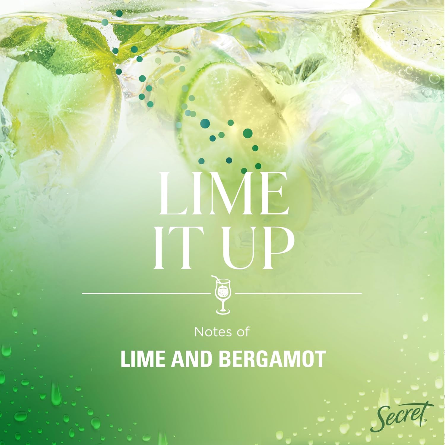 Secret Fresh Antiperspirant Deodorant for Women. Lime It Up Scent. 2.6oz | 72HR Freshness on the Rocks with Pro-Hyaluronic Acid. Miami Mocktails Limited Edition Invisible Solid. pH Balancing Minerals