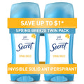 Secret Antiperspirant and Deodorant for Women. 24hr Sweat & Odor Protection. PH Balanced Protection. Gentle on Skin. Invisible Solid. Spring Breeze Scent. 2.6 oz (Pack of 2)