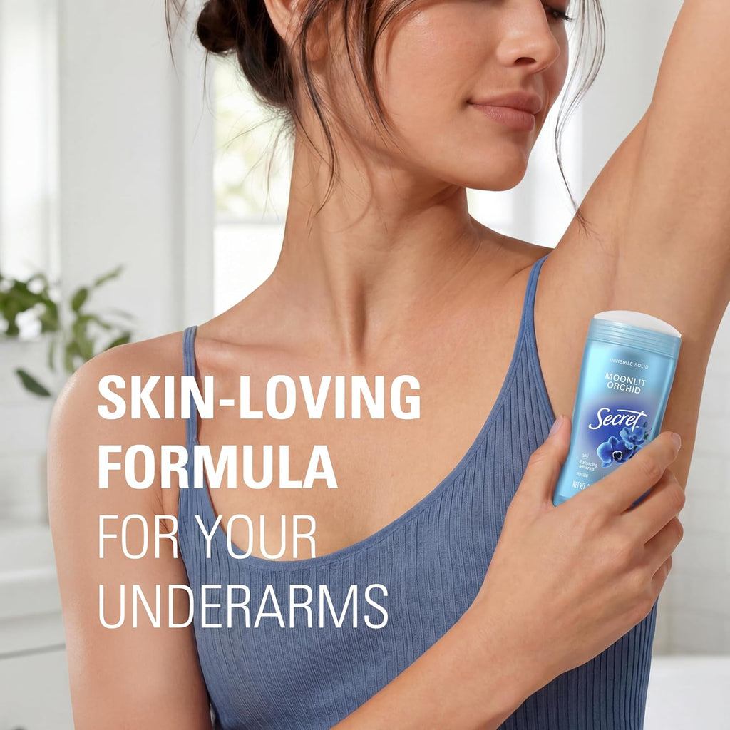 Secret Fresh Antiperspirant Deodorant for Women. 72hr Breathable Sweat & Odor Protection. Instant Freshness & Gentle. PH Balancing Minerals. Invisible Solid. Moonlight Orchid Scent. 2.6 oz