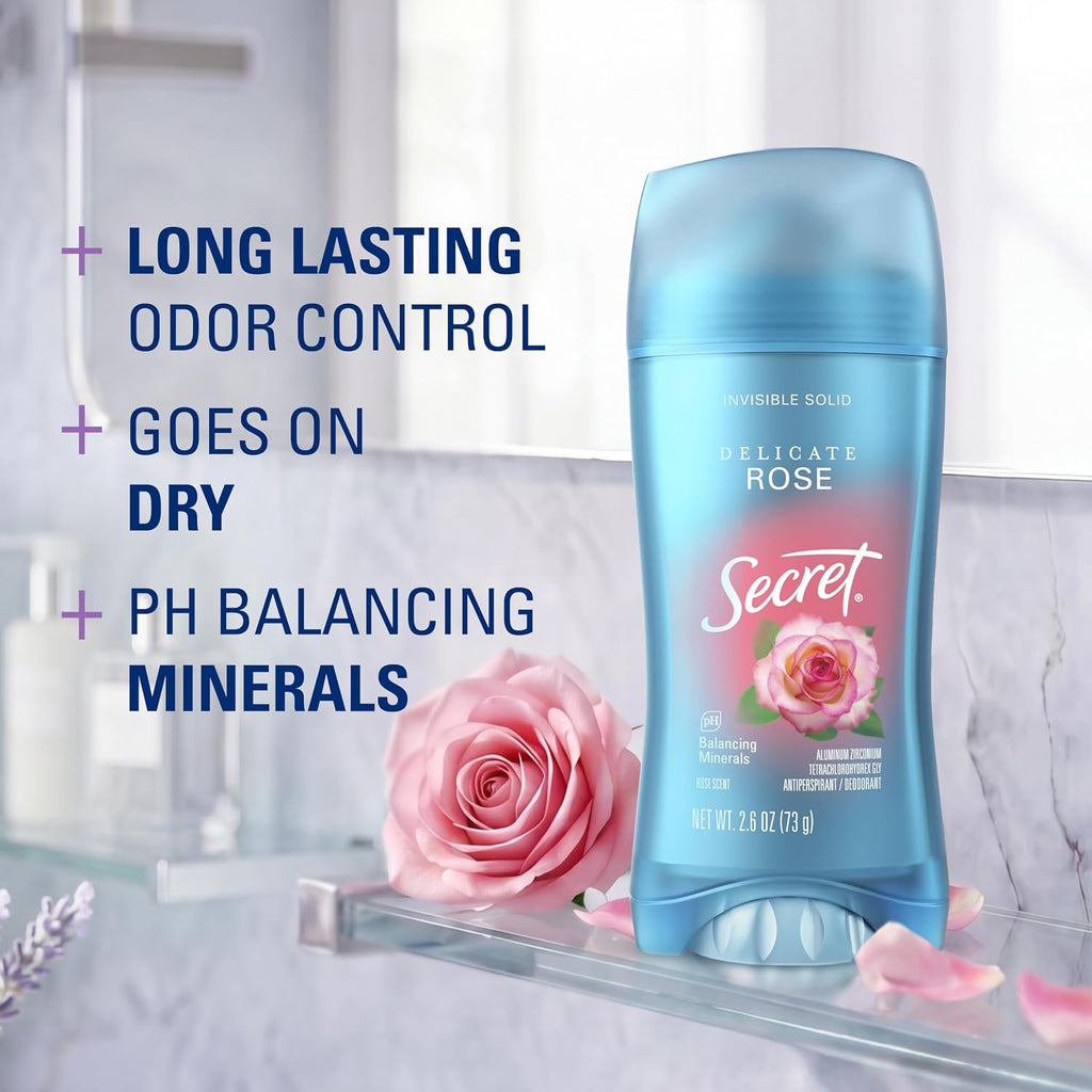 Secret Invisible Solid Antiperspirant and Deodorant. Rose Scent. 2.6 oz