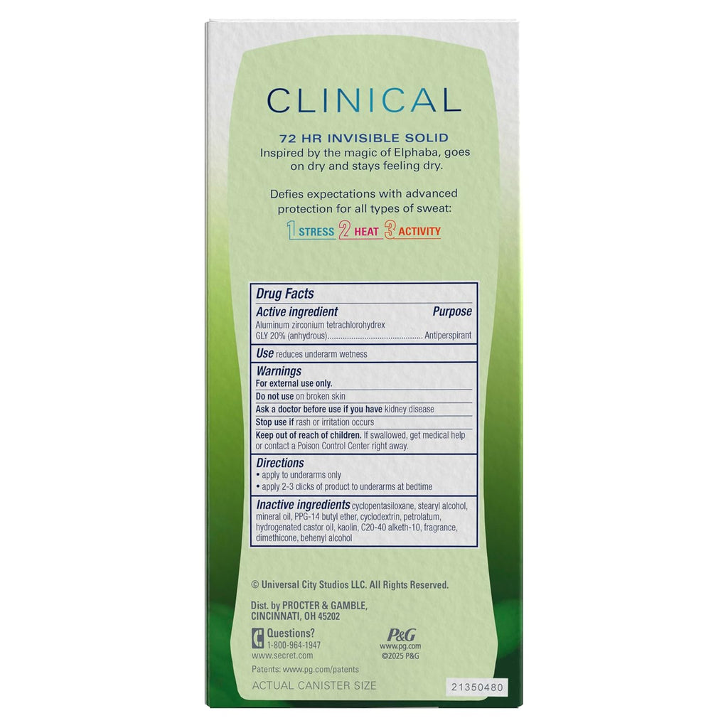 Secret Clinical Strength Antiperspirant Deodorant for Women. Wickedly Wonderful. 3X Sweat Protection. 72hr Sweat & Odor Protection. PH Balanced. Invisible Solid. Cashmere Woods & Lime Scent. 2.6 oz