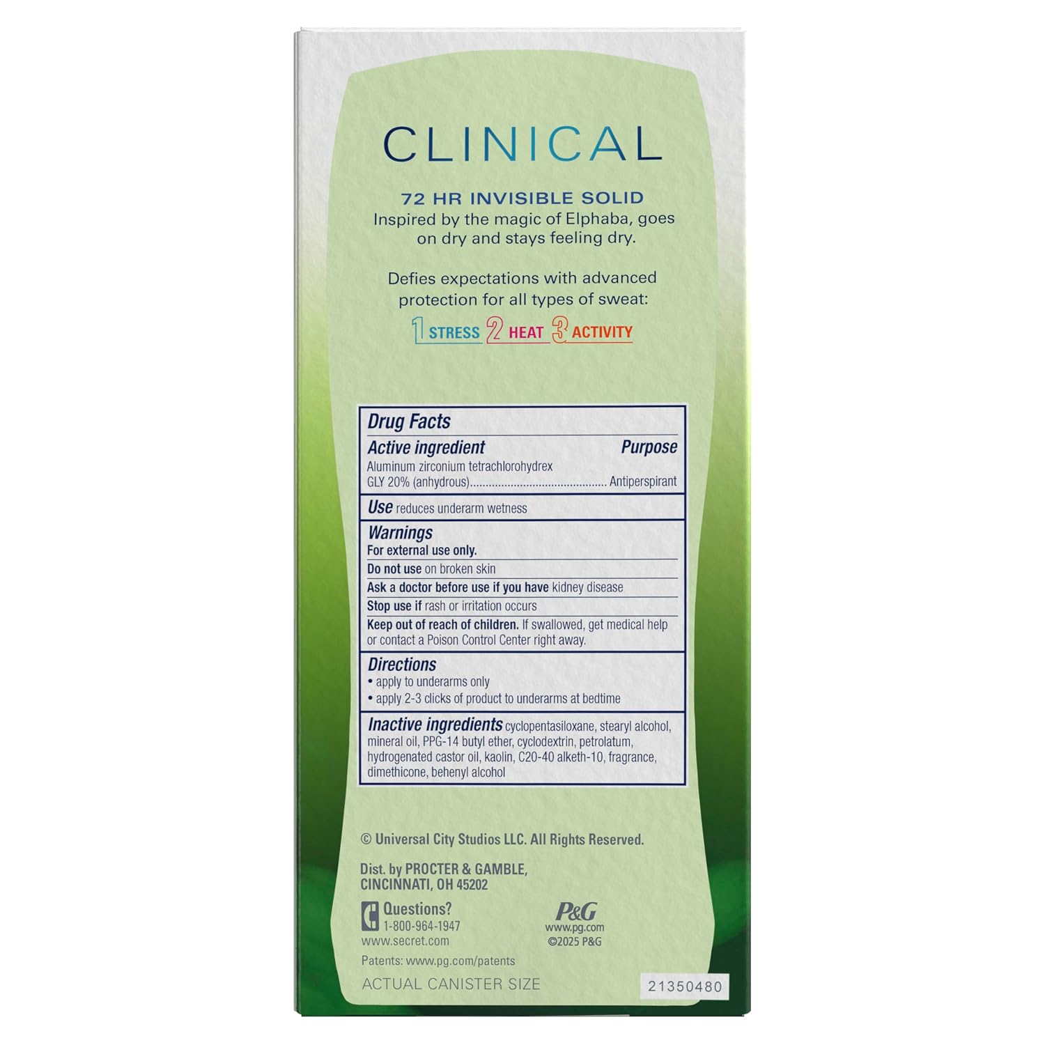 Secret Clinical Strength Antiperspirant Deodorant for Women. Wickedly Wonderful. 3X Sweat Protection. 72hr Sweat & Odor Protection. PH Balanced. Invisible Solid. Cashmere Woods & Lime Scent. 2.6 oz