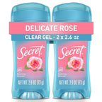Secret Fresh Antiperspirant Deodorant for Women. 72hr Breathable Sweat & Odor Protection. Instant Freshness & Gentle. PH Balancing Minerals. Clear Gel. Delicate Rose Scent. 2.6 oz (Pack of 2)