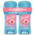Secret Fresh Antiperspirant Deodorant for Women. 72hr Breathable Sweat & Odor Protection. Instant Freshness & Gentle. PH Balancing Minerals. Clear Gel. Delicate Rose Scent. 2.6 oz (Pack of 2)
