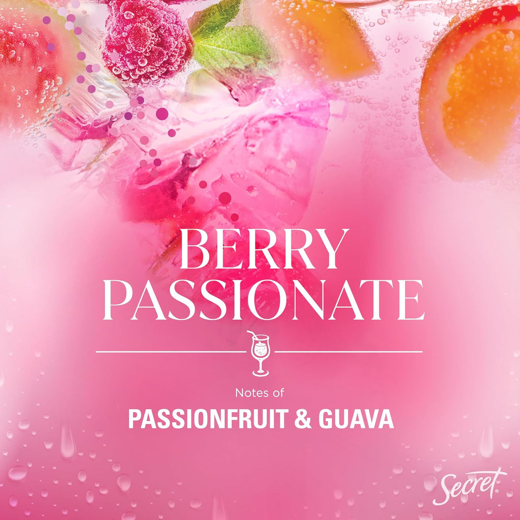 Secret Fresh Antiperspirant Deodorant. Berry Passionate Scent. 2.6oz | 72HR Freshness on the Rocks with Pro-Hyaluronic Acid. Miami Mocktails Limited Edition Invisible Solid. pH Balancing Minerals
