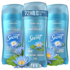 Secret Fresh Antiperspirant Deodorant for Women. 72hr Breathable Sweat & Odor Protection. Instant Freshness & Gentle. PH Balancing Minerals. Invisible Solid. Cool Waterlily Scent. 2.6 oz (Pack of 3)