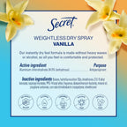 Secret Dry Spray Antiperspirant Deodorant for Women. 48hr Weightless Sweat & Odor Protection. Gentle on Skin. Cozy Vanilla Scent. 4.1 oz (Pack of 3)