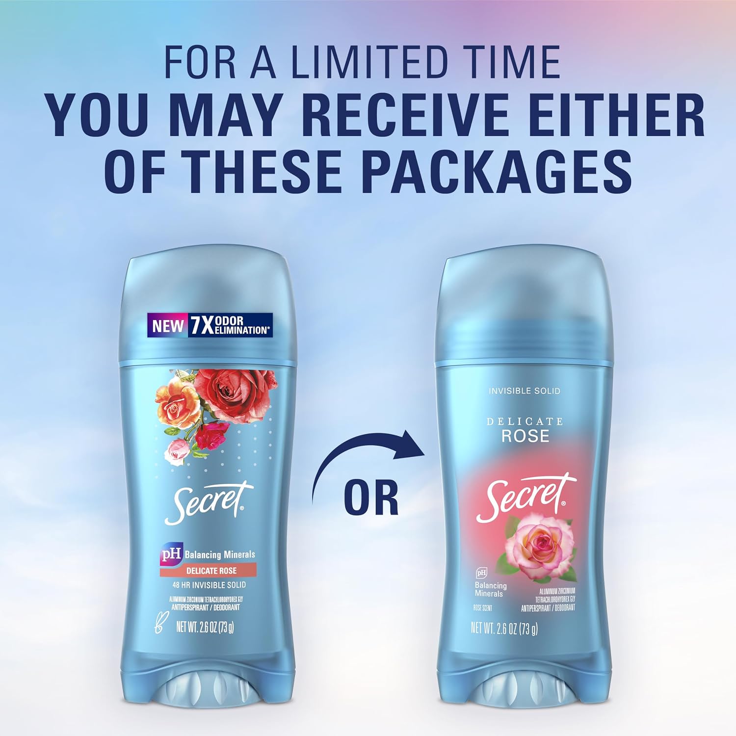 Secret Invisible Solid Antiperspirant and Deodorant. Rose Scent. 2.6 oz