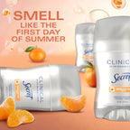 Secret Clinical Strength Antiperspirant Deodorant for Women. 3X Stress Protection. 72hr Sweat & Odor Protection. Pro-Hyaluronic Acid. Invisible Solid. Mandarin Summer Fizz Scent. 1.6 oz