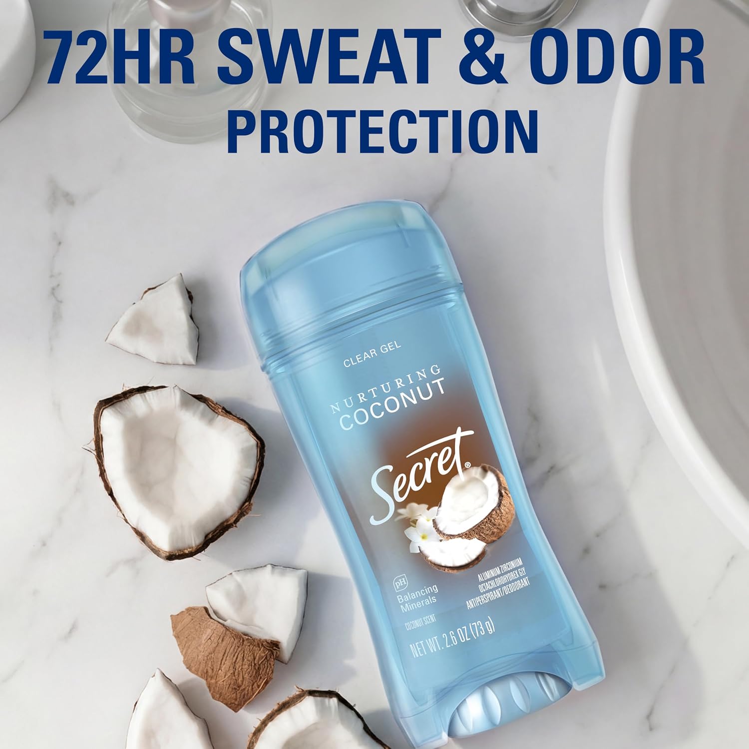 Secret Antiperspirant Deodorant for Women. Fresh Collection Bundle. 72hr Breathable Sweat & Odor Protection. Instant Freshness. Clear Gel. Cozy Vanilla & Nurturing Coconut Scent. 2.6 oz (Pack of 2)