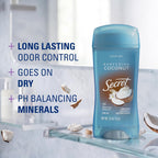 Secret Fresh Antiperspirant Deodorant for Women. 72hr Breathable Sweat & Odor Protection. Instant Freshness & Gentle. PH Balancing Minerals. Clear Gel. Nurturing Coconut Scent. 2.6 oz