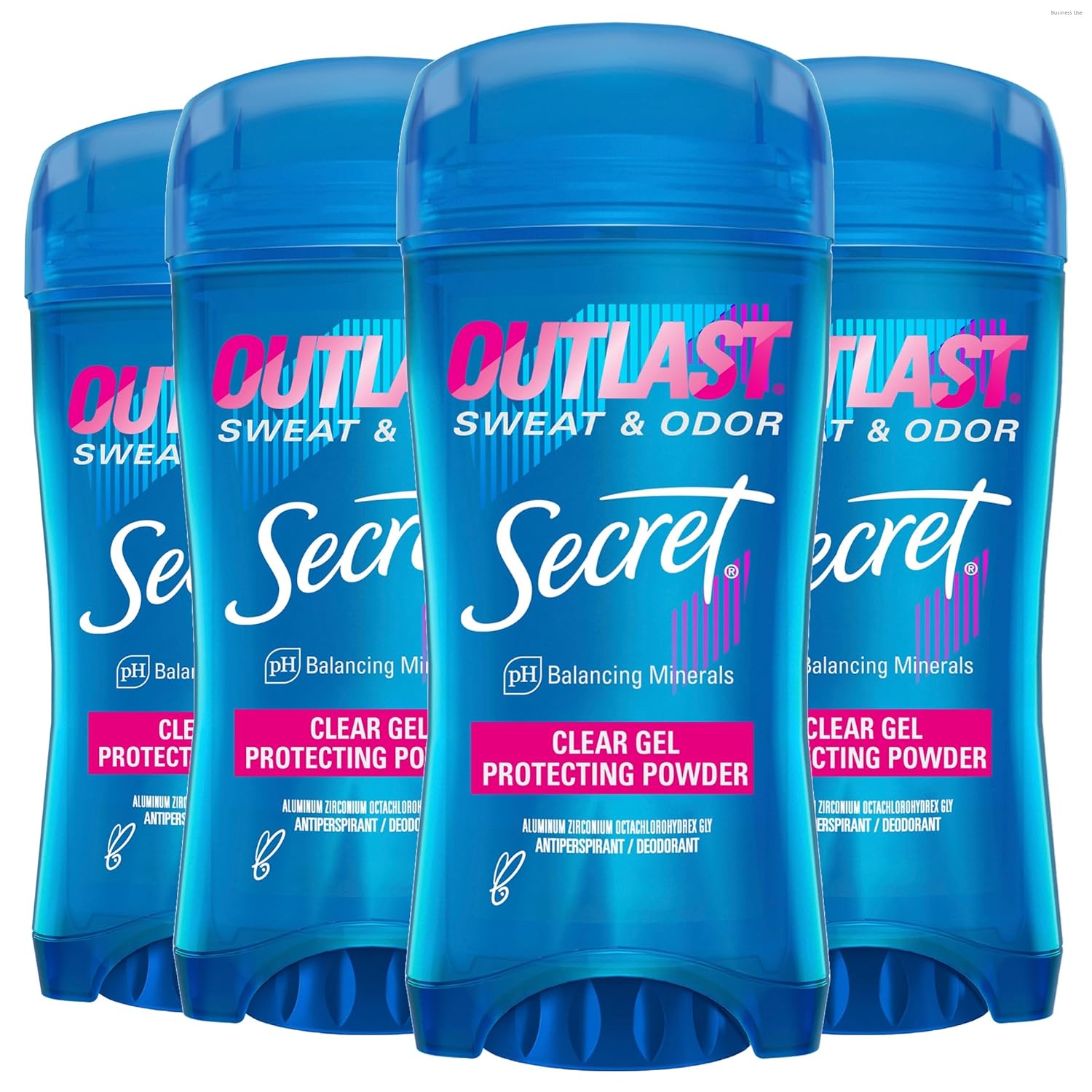 Secret Outlast Antiperspirant Deodorant for Women. 72hr Sweat & Odor Protection. PH Balancing Minerals. Clear Gel. Protecting Powder Scent. 2.6 oz (Pack of 4)