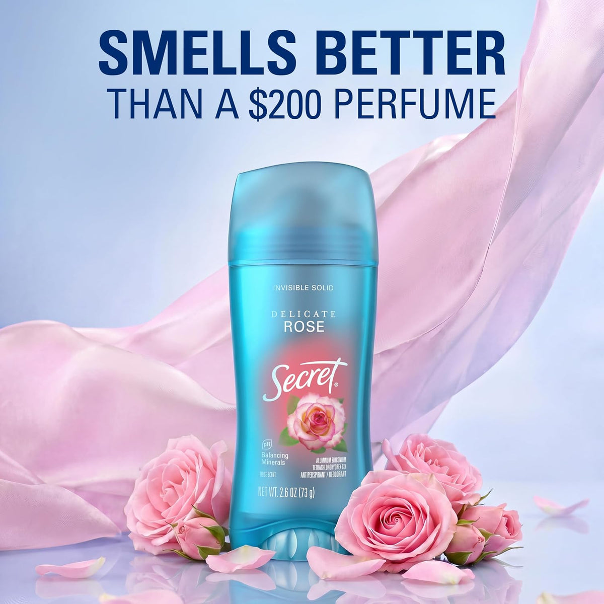 Secret Invisible Solid Antiperspirant and Deodorant. Rose Scent. 2.6 oz