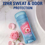 Secret Fresh Antiperspirant Deodorant for Women. 72hr Breathable Sweat & Odor Protection. Instant Freshness & Gentle. PH Balancing Minerals. Clear Gel. Delicate Rose Scent. 3.4 oz