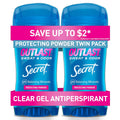 Secret Outlast Antiperspirant Deodorant for Women. 72hr Sweat & Odor Protection. PH Balancing Minerals. Clear Gel. Protecting Powder Scent. 2.6 oz (Pack of 2)
