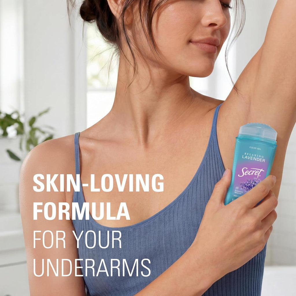 Secret Fresh Antiperspirant Deodorant for Women. 72hr Breathable Sweat & Odor Protection. Instant Freshness & Gentle. PH Balancing Minerals. Clear Gel. Relaxing Lavender Scent. 2.6 oz
