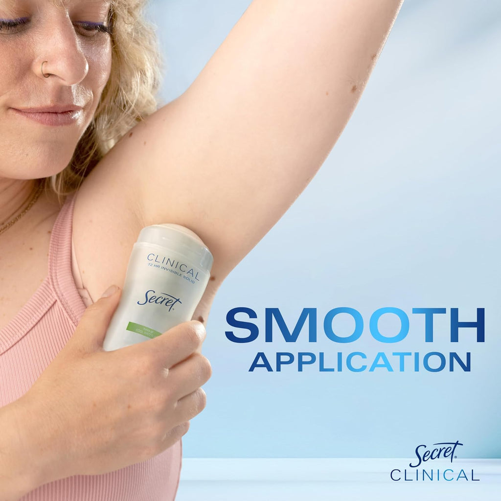 Secret Clinical Strength Antiperspirant Deodorant for Women. 3X Stress Protection. 72hr Sweat & Odor Protection. PH Balancing Minerals. Invisible Solid. Cool Waterlily Scent. 2.6 oz