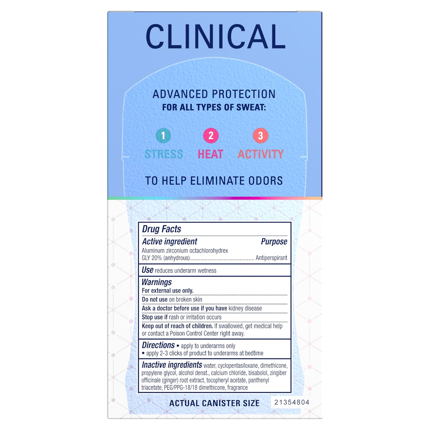 Secret Clinical Strength 100HR Sweat & Odor. Stress Response Clear Gel Antiperspirant Deodorant for Women. 3X Stress Protection with Pro-Hyaluronic Acid. PH Balancing Minerals. 1.6 oz