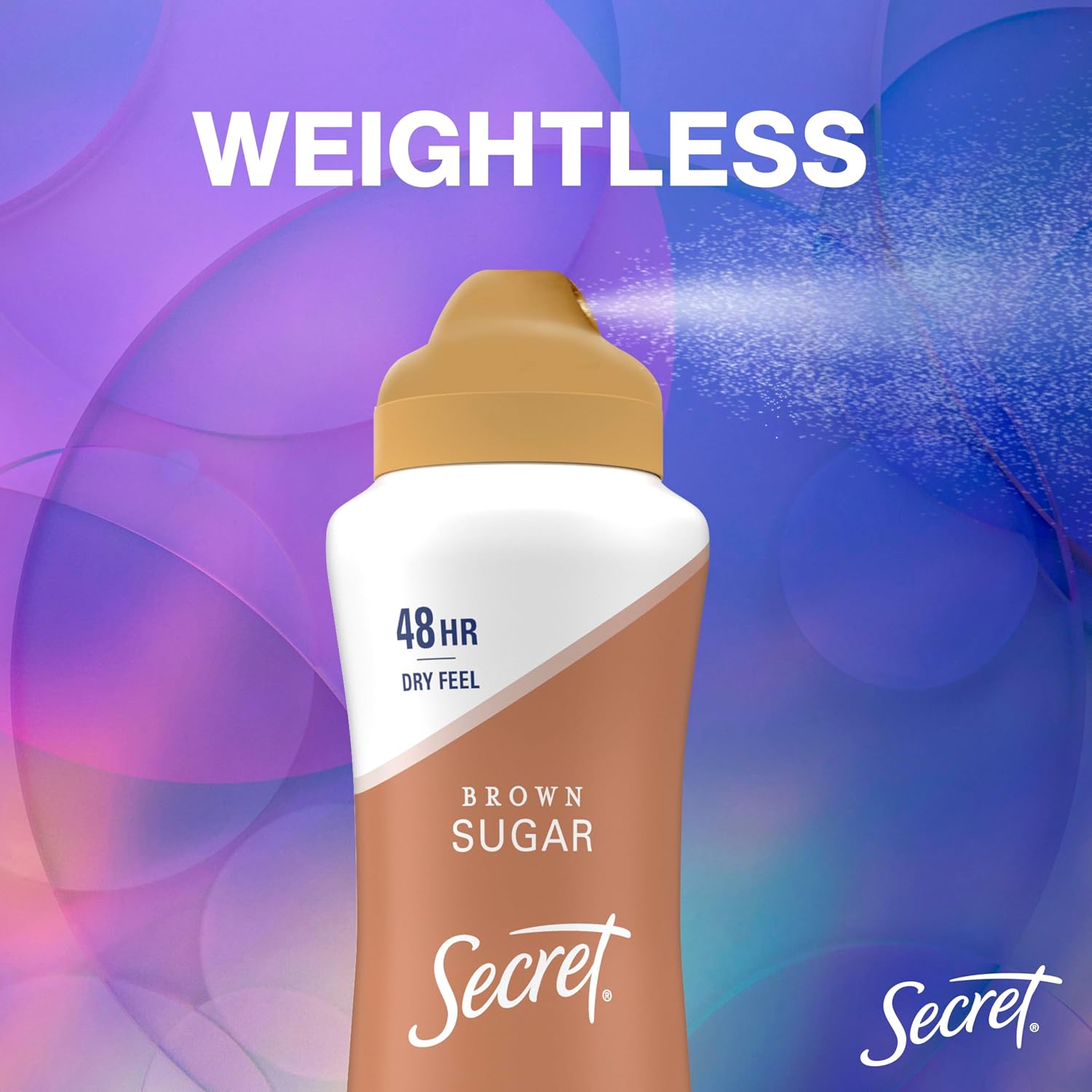 Secret Dry Spray Antiperspirant Deodorant for Women. 48hr Weightless Sweat & Odor Protection. Gentle on Skin. Brown Sugar Scent. 4.1 oz (Pack of 3)
