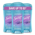 Secret Fresh Antiperspirant Deodorant for Women. 72hr Breathable Sweat & Odor Protection. Instant Freshness & Gentle. PH Balancing Minerals. Clear Gel. Relaxing Lavender Scent. 2.6 oz (Pack of 3)