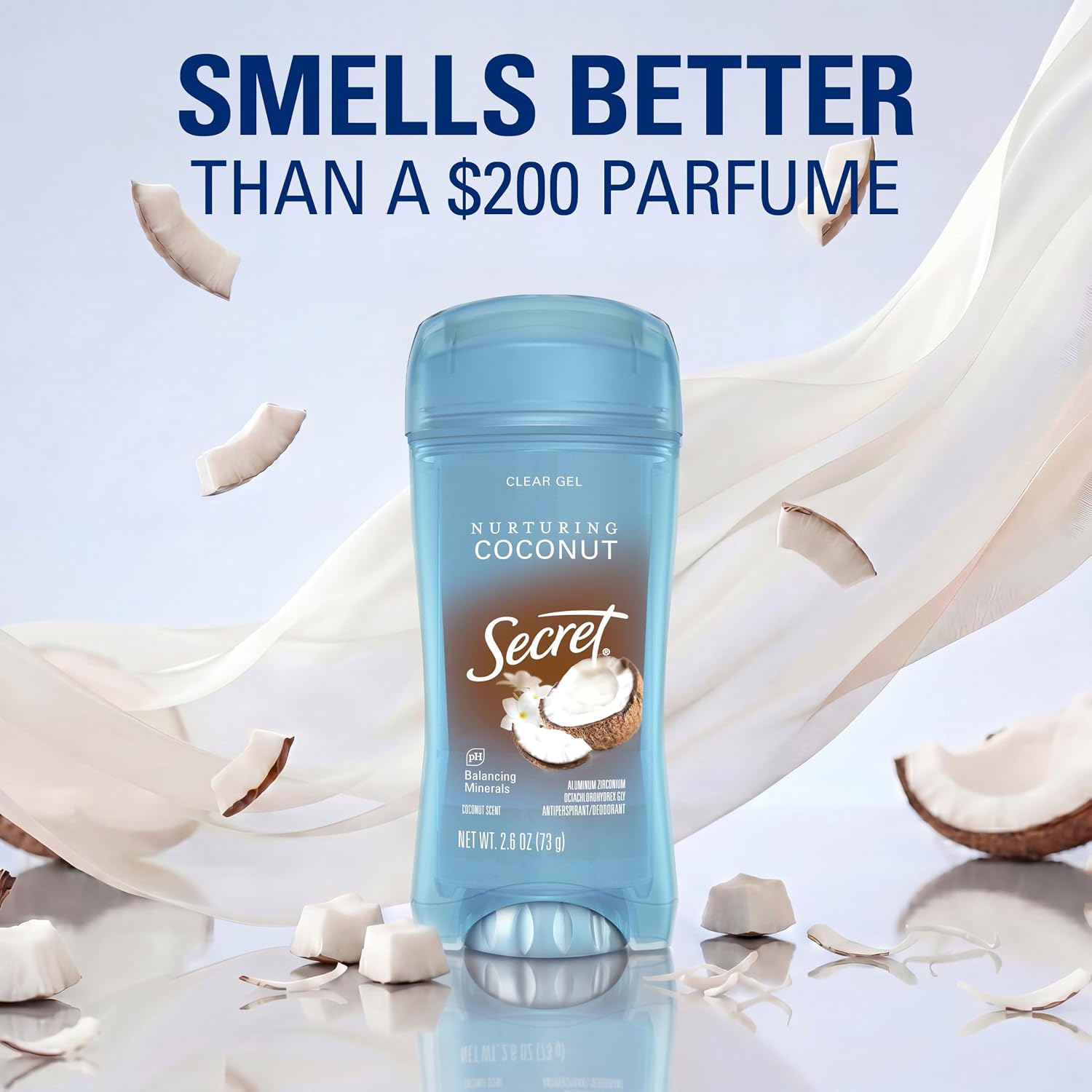 Secret Antiperspirant Deodorant for Women. Fresh Collection Bundle. 72hr Breathable Sweat & Odor Protection. Instant Freshness. Clear Gel. Cozy Vanilla & Nurturing Coconut Scent. 2.6 oz (Pack of 2)