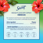 Secret Dry Spray Antiperspirant Deodorant for Women. 48hr Weightless Sweat & Odor Protection. Gentle on Skin. Tropical Hibiscus Scent. 4.1 oz (Pack of 3)