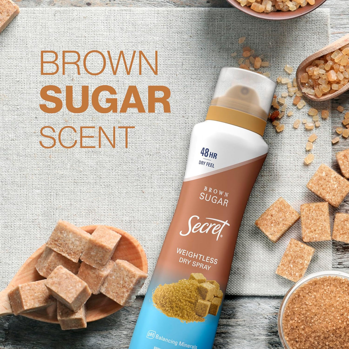 Secret Dry Spray Antiperspirant Deodorant for Women. 48hr Weightless Sweat & Odor Protection. Gentle on Skin. Brown Sugar Scent. 4.1 oz (Pack of 3)