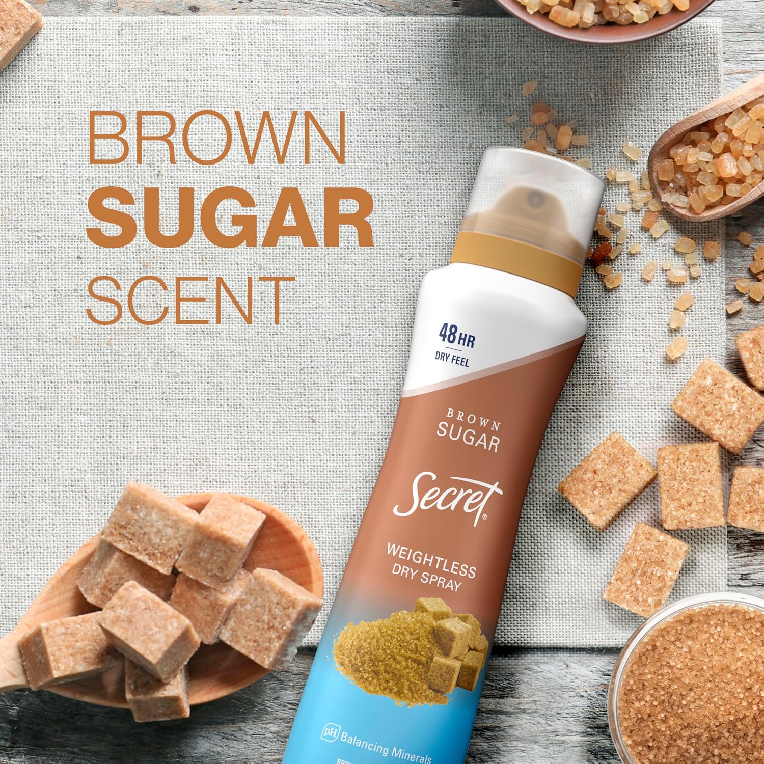 Secret Dry Spray Antiperspirant Deodorant for Women. 48hr Weightless Sweat & Odor Protection. Gentle on Skin. Brown Sugar Scent. 4.1 oz (Pack of 3)